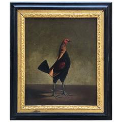 Small Oil Painting of a Fighting Cock by Hilton Pratt