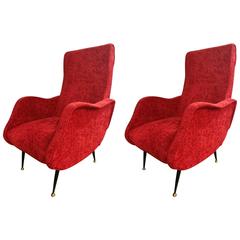 Pair of Italian Mid-Century Lounge Chairs in the Manner of Marco Zanuso 12