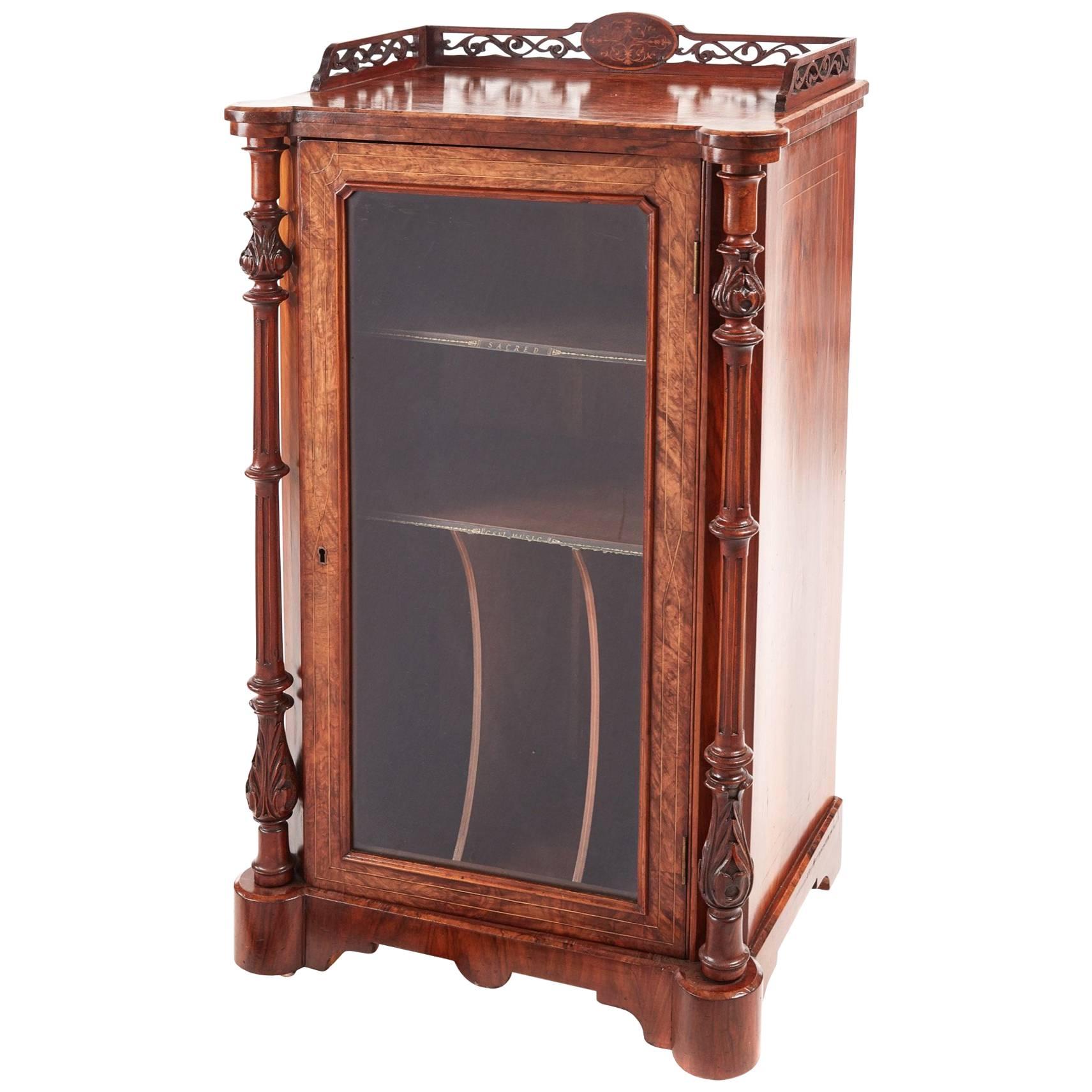 Good Quality Victorian Inlaid Burr Walnut Music Cabinet