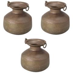 Three Large Indian Jars in Bronze India 19th Century