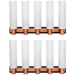 Pair of Rare Stunning Copper and Glass Wall Sconce by Kaiser, Germany, 1960s 6