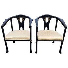 Pair of Asian Style Lacquered Armchairs by Century