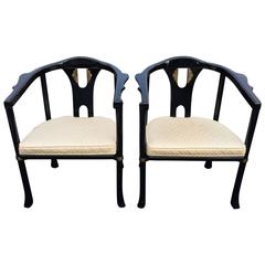 Pair of Asian Style Lacquered Armchairs by Century 3