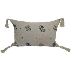 Late 18th Century French Antique Wool Woven on Linen Flower Motif Pillow