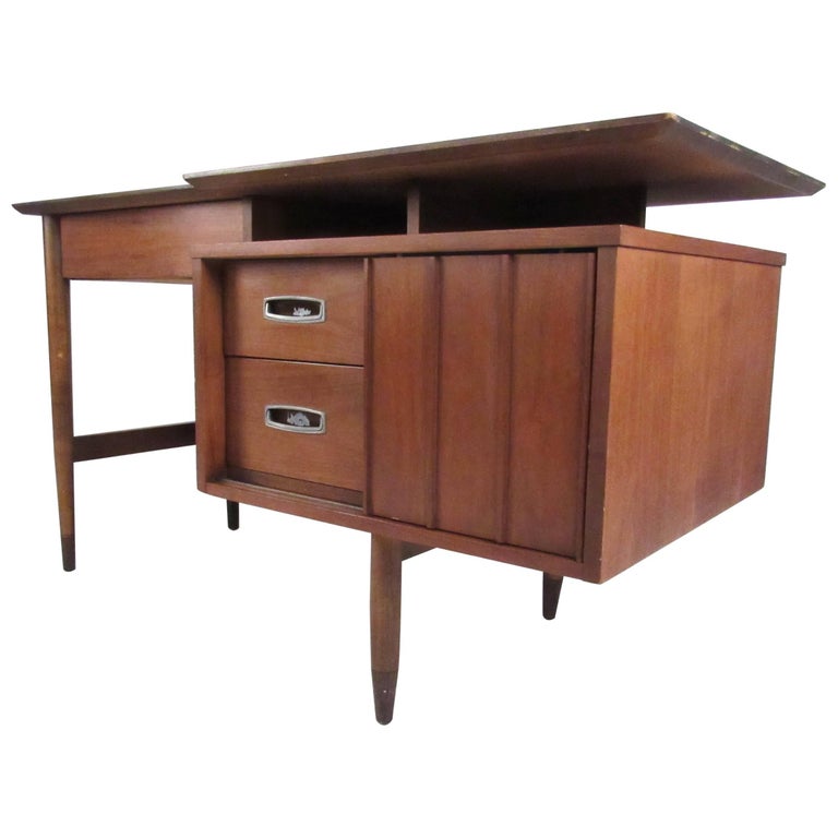 American Walnut Floating Top Desk By Hooker For Sale At 1stdibs