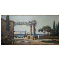 Painting of a House Terrace at Mediteranean Seaside by Gaston Aubert 11