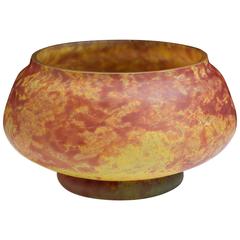 French Art Nouveau Pâte de Verre Bowl with Etched Signature Daum Nancy 11