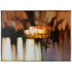 Mid-Century Modern Abstract Oil-on-Canvas Painting by Robert Lawson