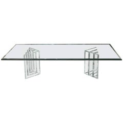 Beautiful Lucite Italian Coffee Table Base with Thick Glass Top