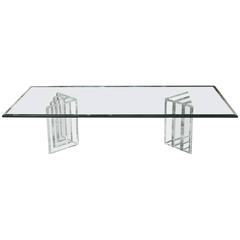 Beautiful Lucite Italian Coffee Table Base with Thick Glass Top 7