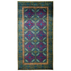 Einzigartiger handgeknüpfter Teppich aus gemusterter und geblümter Wolle, Birne, 1,25 m x 2,25 m, Unikat
