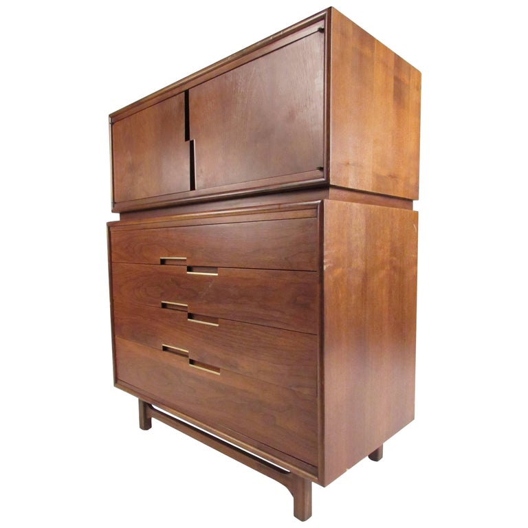 American Walnut High Boy Dresser By Cavalier For Sale At 1stdibs