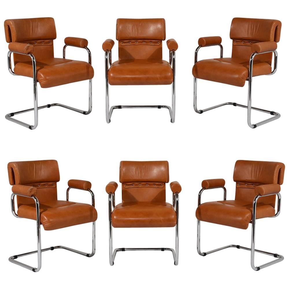 Set of 6 Original i4 Mariani Italian Leather Dining Chairs