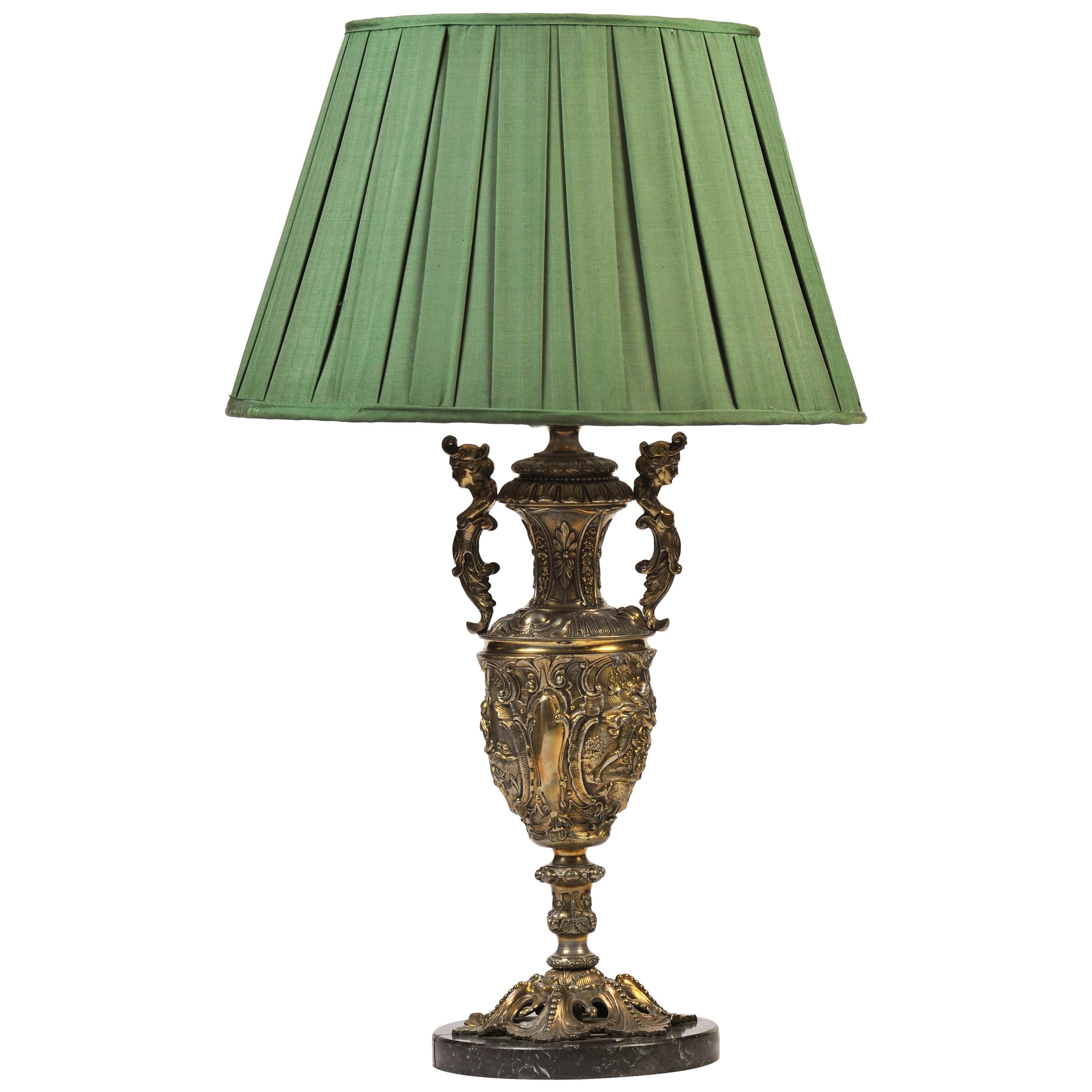 Gilt Table Lamp, 19th Century, Neoclassical Style For Sale