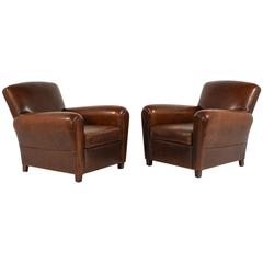 Pair of French Art Deco-Style Leather Club Chairs 8