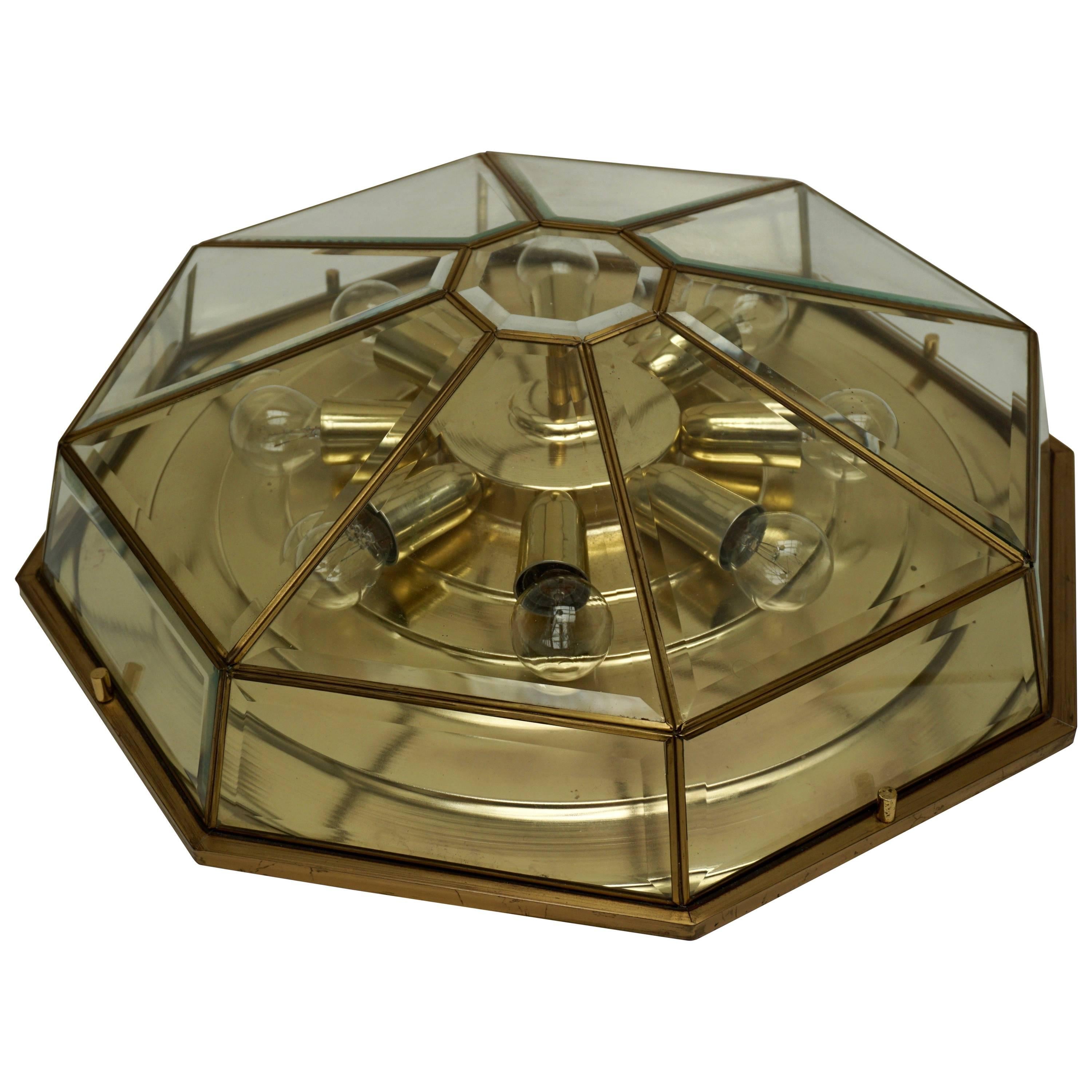 Brass and Glass Flush Mount