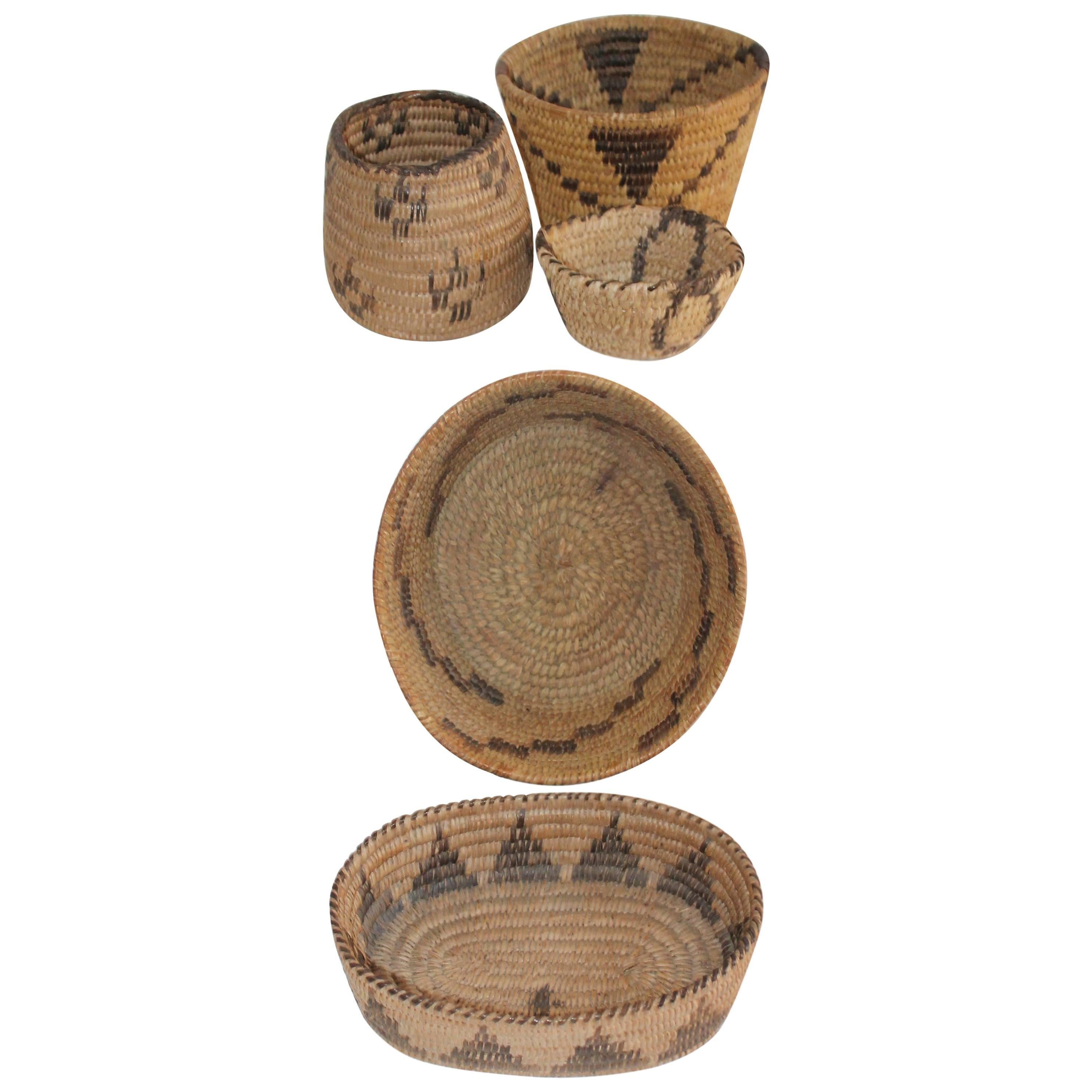 Collection of Five Pima Indian Baskets