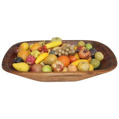 Early 19th Century Dough Bowl with 70 Pieces Stone Fruit