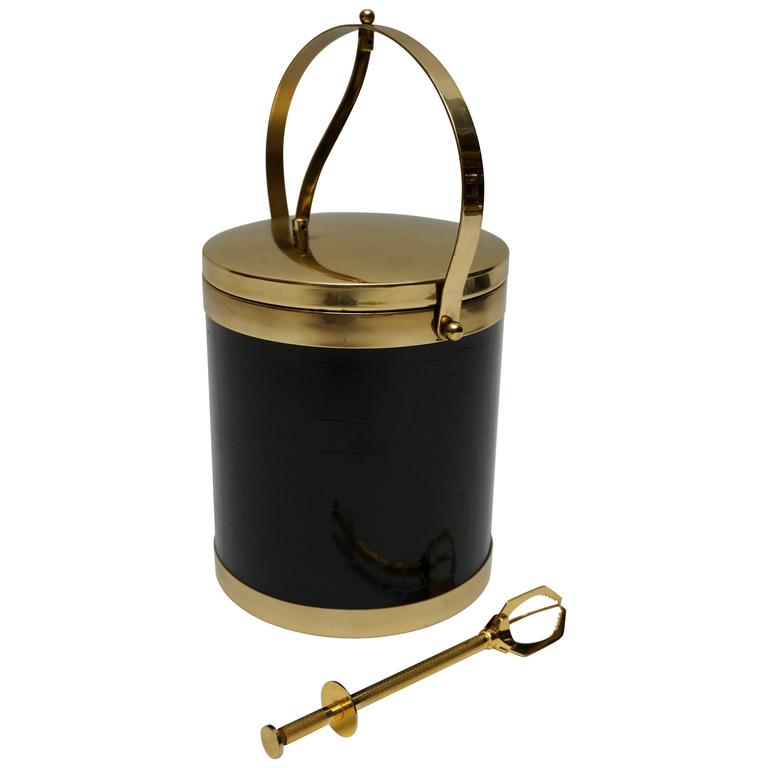 Brass Ice Bucket on Faux Bamboo Stand by MaitlandSmith at 1stdibs
