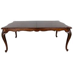 Vintage Walnut Louis XV Style French Country Dining Table Attributed Bernhardt Avignon