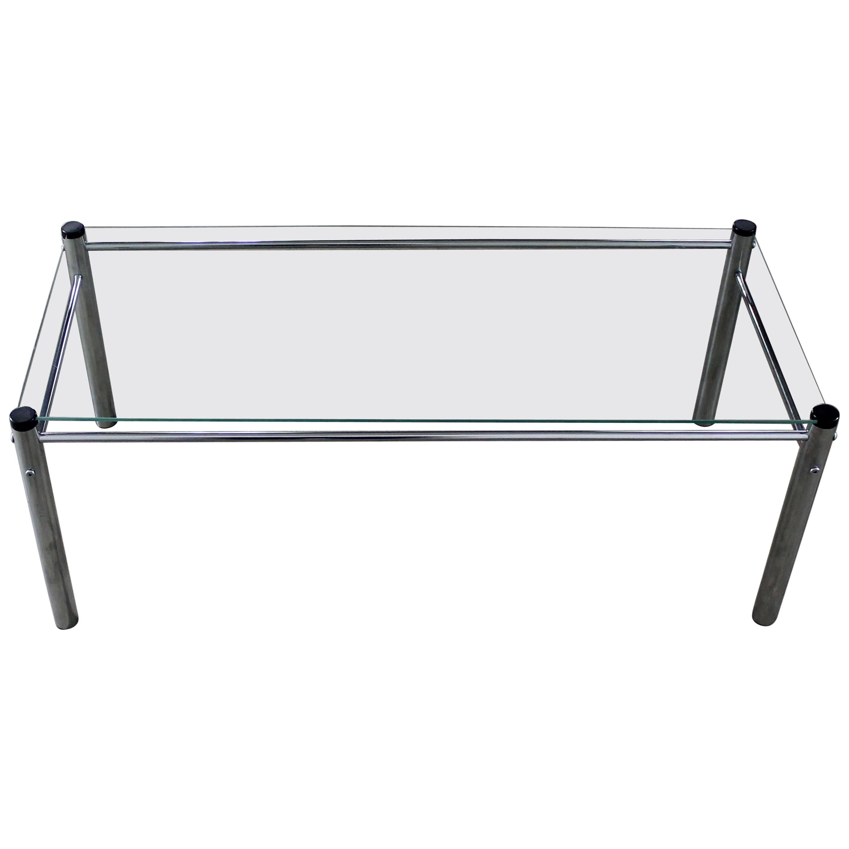 Chrome and Glass Coffee Table Mid-Century Modern Attributed to James David Furn