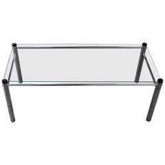 Vintage Chrome and Glass Coffee Table Mid-Century Modern Attributed to James David Furn