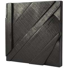 Satin Black Collage Tiles, Randomly Composed Art Wall Covering, Acoustic Quality