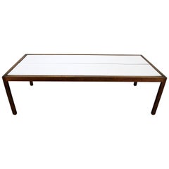 Vintage Knoll Walnut and White Laminate Lewis Butler Coffee Table, Mid-Century Modern