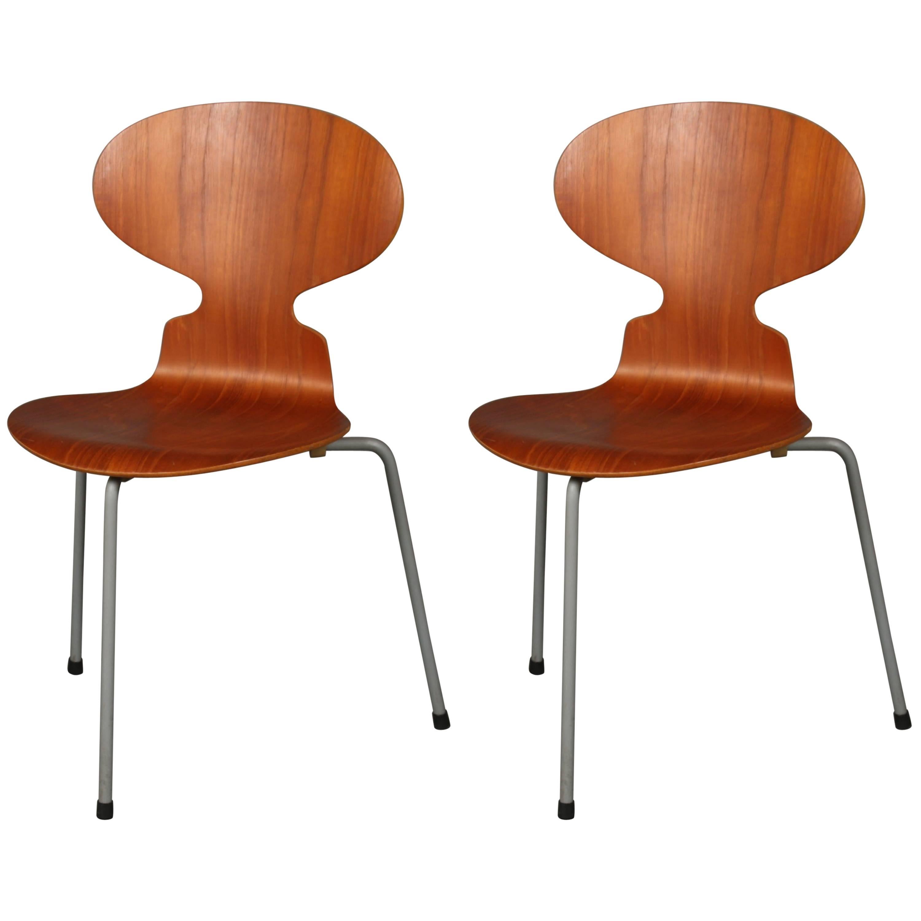 Two Early Arne Jacobsen Three Legged Ant Chairs For Sale
