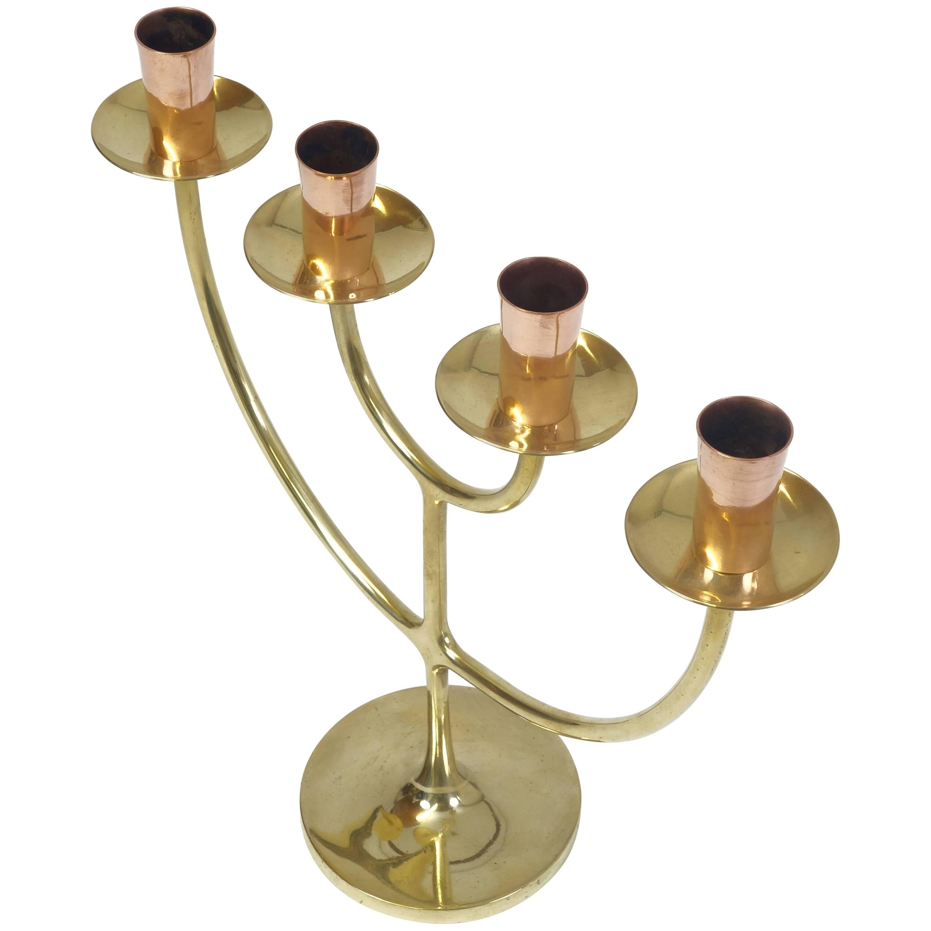 Candleholder Brass and Copper by Karl Hagenauer, Vienna For Sale