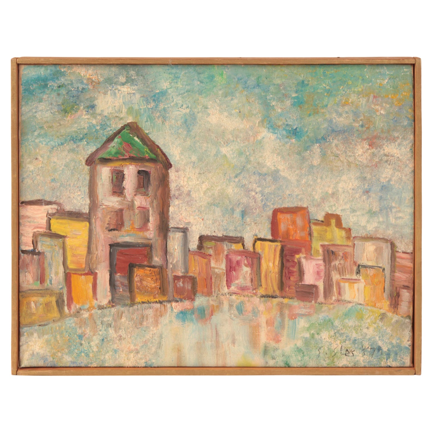 Amazing 9'8" Original Antique French Panoramic Oil Painting on Linen at