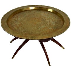 Brass and Mahogany Tray Top Table