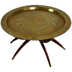 Brass and Mahogany Tray Top Table 1