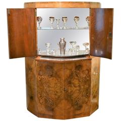 Art Deco Cocktail Cabinet in Figured Walnut