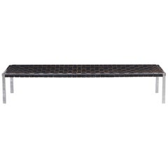 1950's black leather and metal Bench by Estelle and Erwine Laverne 'a'