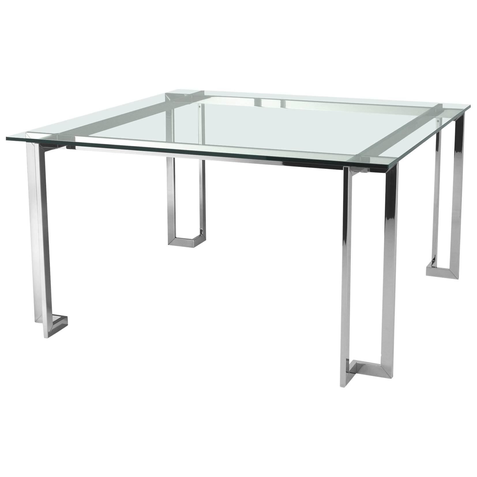 Gallotti and Radice Lord Table in Glass and Stainless Steel For Sale