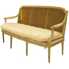 French Louis XVI Style Painted Gilded Sofa