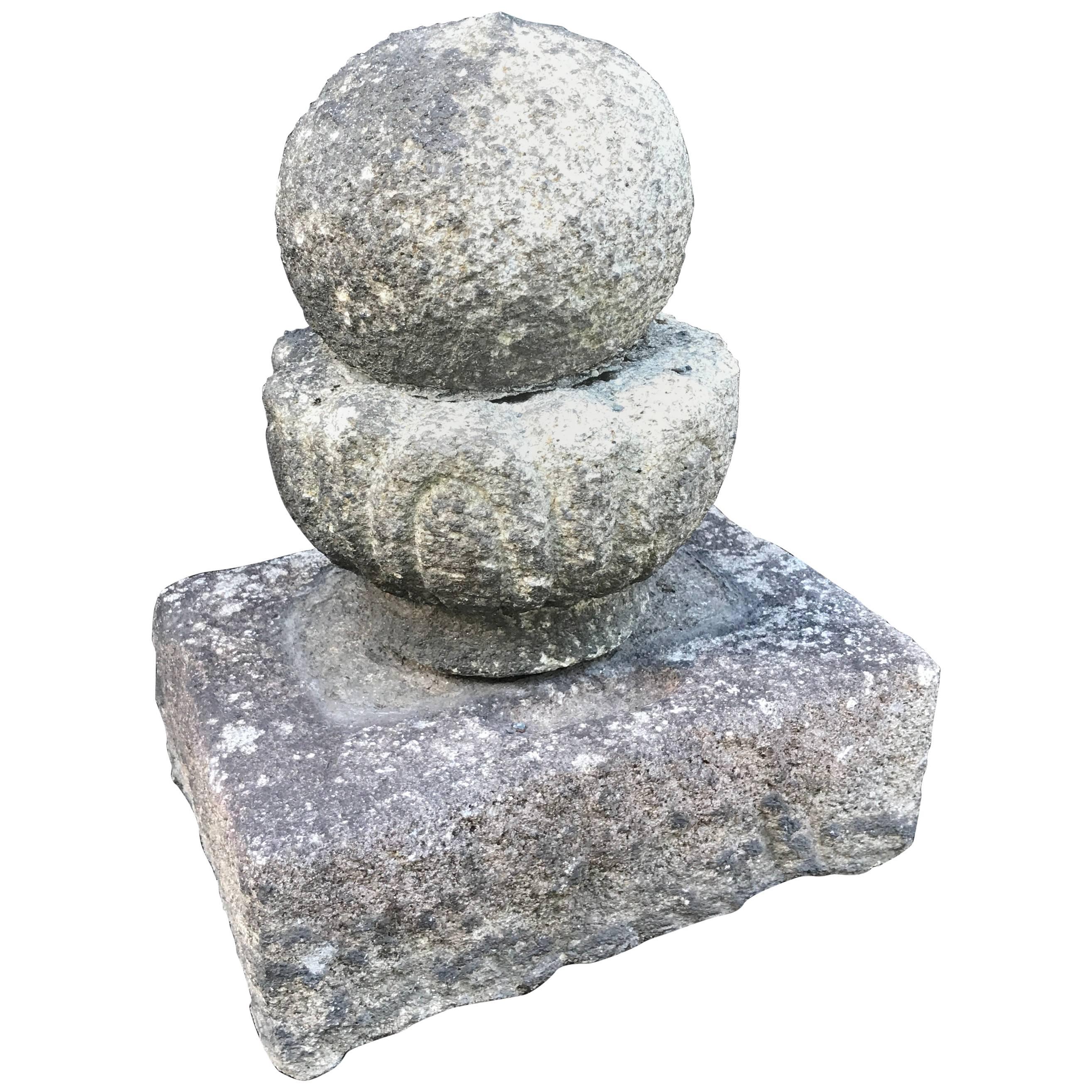Japan Ancient Stone Stupa Garden Ornament represents worldly elements 