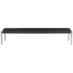 1950's black leather and metal Bench by Estelle and Erwine Laverne 'B'