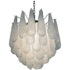 Italian Vintage Murano Chandelier,41 Glass Petals Drop 7