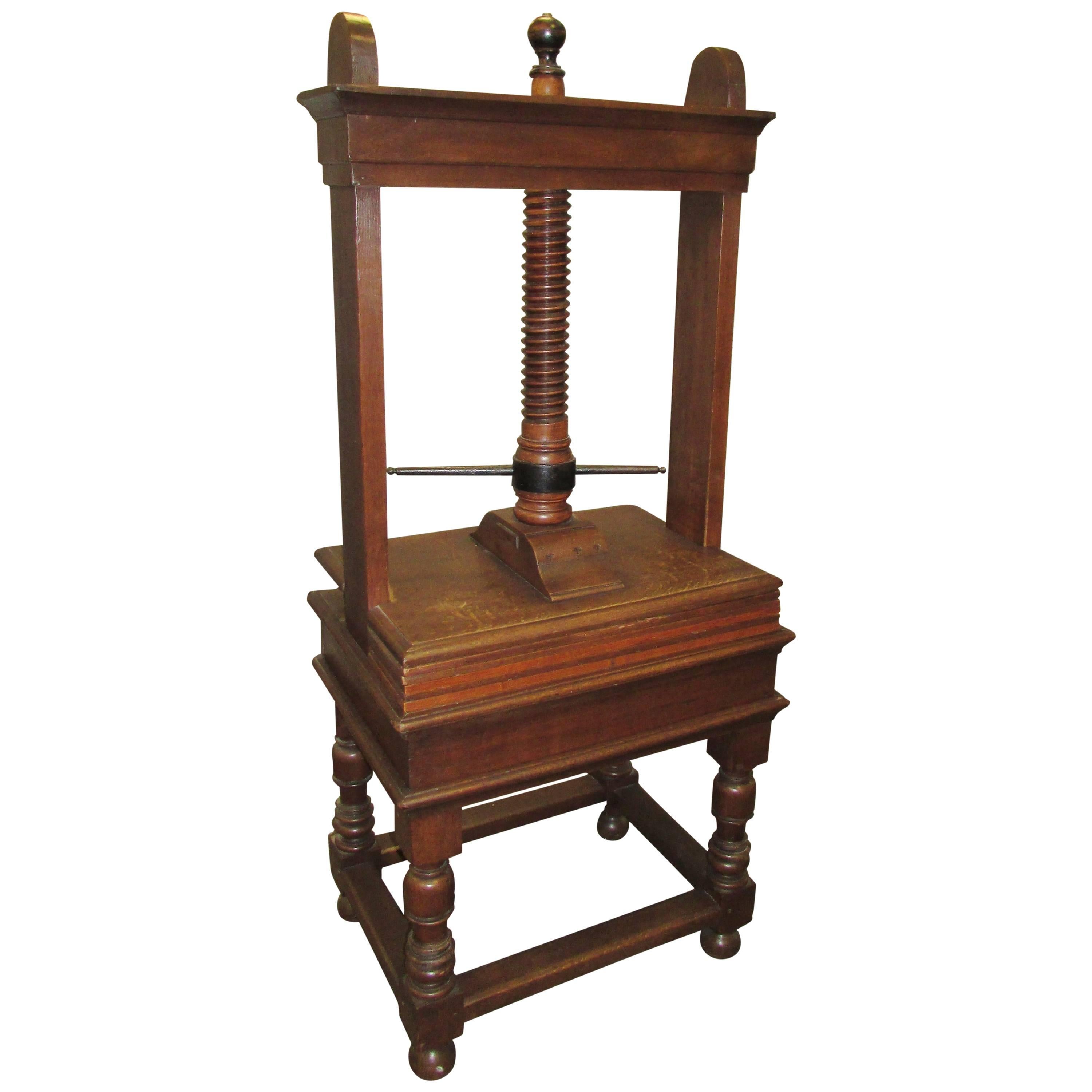 Large Antique Oak and Iron Library Book Press