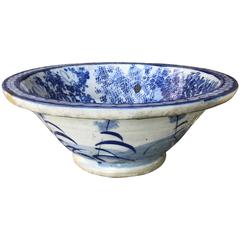 Fine Japanese Antique Blue and White "Flowers and Grasses" Bowl