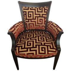 1940s/Midcentury Barrel Back Armchair, Silk Velvet Fabric, Fully Restored