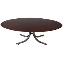 Osvaldo Borsani StyleLarge Oval Dining / Conference Table W Radiating Walnut Top