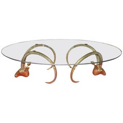 Magnificent Brass Ibex Ram Head Coffee Table Mid-Century Regency Modern