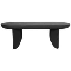 Plateau Console en Bois Massif Contemporain Sculptural Sculpté Table Basse Noire