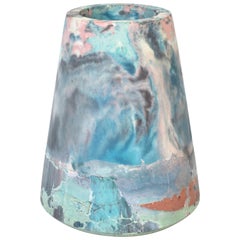 Vesta II Concrete Vase in Detritus Pattern, Handmade Organic Modern Vessel 2