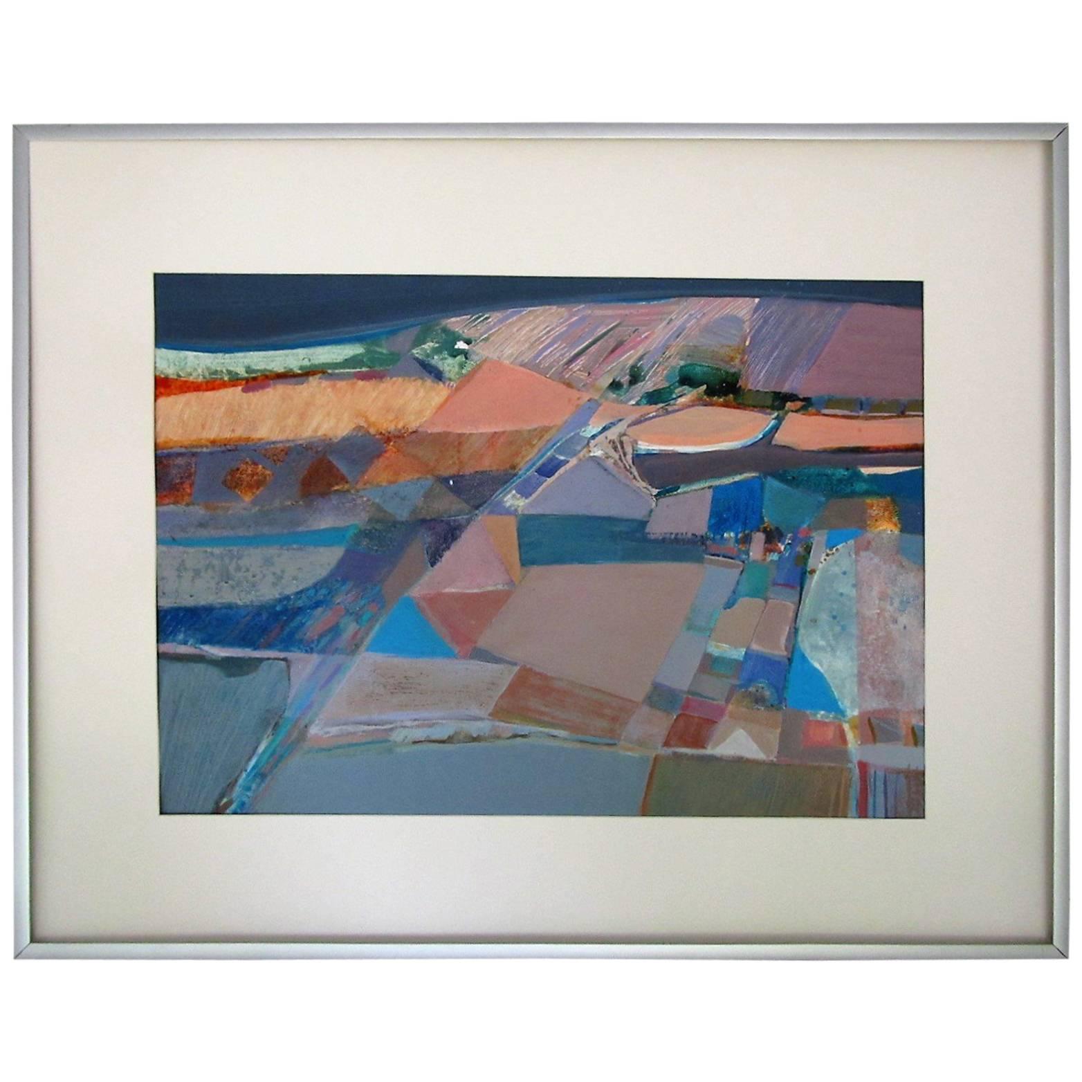 Gouache on Paper "Pyramids" by Margaret Smith in the Manner of Diebenkorn For Sale
