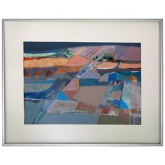 Gouache on Paper "Pyramids" by Margaret Smith in the Manner of Diebenkorn