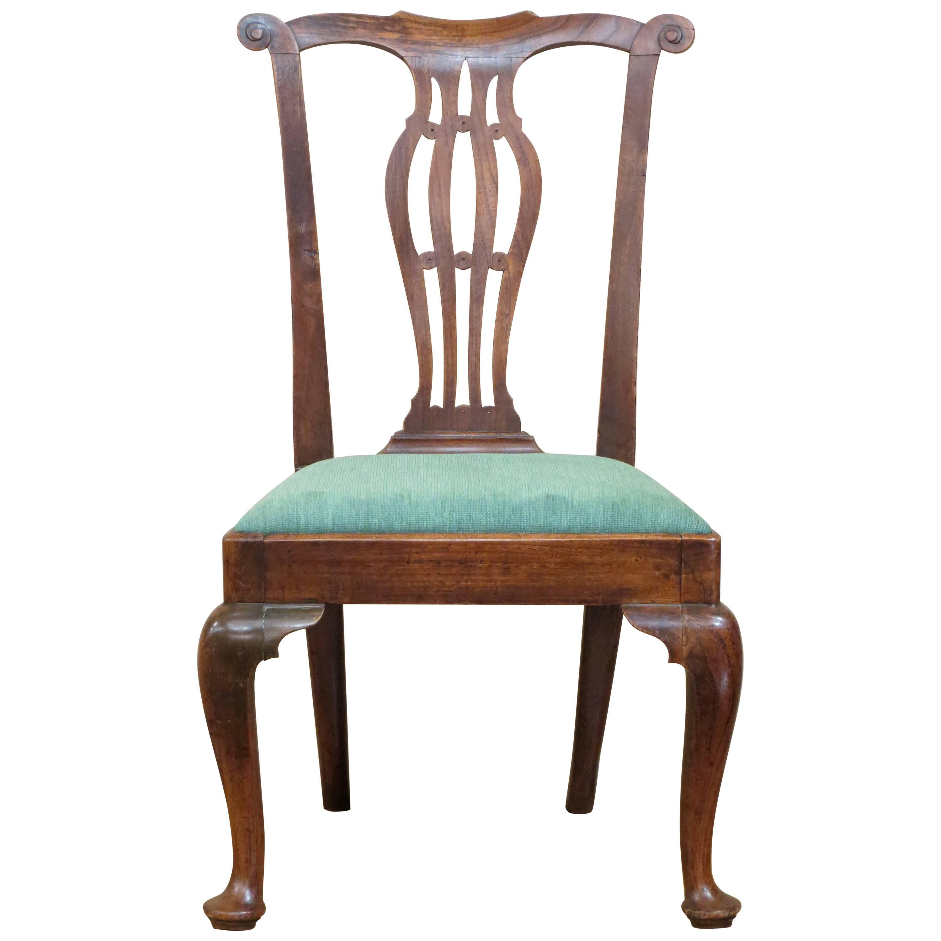 Exceptional Late 18th Century English Elm Country Chippendale Occasional Chair For Sale